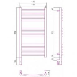 Полотенцесушитель электрический Сунержа Богема 3.0, высота 80 см, ширина 40 см, диммер слева/справа, цвет шампань, 020-5802-8040/020-5803-8040