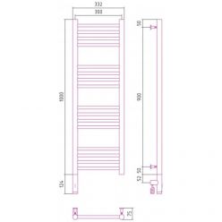 Полотенцесушитель электрический Сунержа Богема 3.0, высота 100 см, ширина 30 см, диммер слева/справа, цвет шампань, 020-5804-1030/020-5805-1030