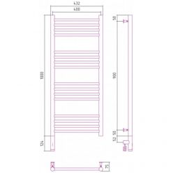Полотенцесушитель электрический Сунержа Богема 3.0, высота 100 см, ширина 40 см, диммер слева/справа, цвет шампань, 020-5804-1040/020-5805-1040