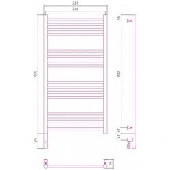 Полотенцесушитель электрический Сунержа Богема 3.0, высота 100 см, ширина 50 см, диммер слева/справа, цвет шампань, 020-5804-1050/020-5805-1050