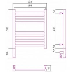 Полотенцесушитель электрический Сунержа Богема 3.0, высота 50 см, ширина 40 см, диммер слева/справа, цвет шампань, 020-5804-5040/020-5805-5040