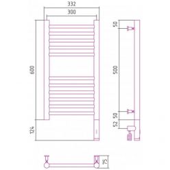Полотенцесушитель электрический Сунержа Богема 3.0, высота 60 см, ширина 30 см, диммер слева/справа, цвет шампань, 020-5804-6030/020-5805-6030