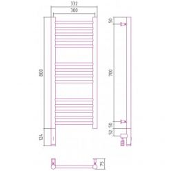 Полотенцесушитель электрический Сунержа Богема 3.0, высота 80 см, ширина 30 см, диммер слева/справа, цвет шампань, 020-5804-8030/020-5805-8030