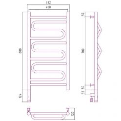 Полотенцесушитель электрический Сунержа Элегия 3.0, высота 80 см, ширина 40 см, диммер слева/справа, цвет шампань, 020-5818-8040/020-5819-8040