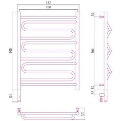 Полотенцесушитель электрический Сунержа Элегия 3.0, высота 80 см, ширина 60 см, диммер слева/справа, цвет шампань, 020-5818-8060/020-5819-8060