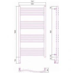 Полотенцесушитель электрический Сунержа Флюид 3.0, высота 100 см, ширина 50 см, диммер слева/справа, цвет шампань, 020-5820-1050/020-5821-1050