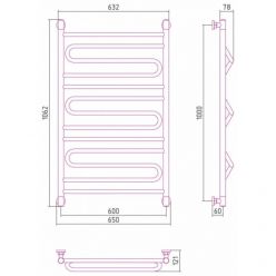 Полотенцесушитель водяной Сунержа Элегия+, высота 100 см, ширина 60 см, универсальное подключение, цвет матовая шампань, 022-0205-1060