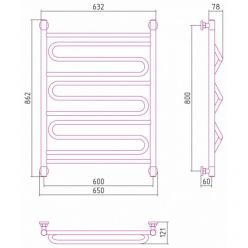 Полотенцесушитель водяной Сунержа Элегия+, высота 80 см, ширина 60 см, универсальное подключение, цвет матовая шампань, 022-0205-8060
