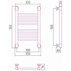 Полотенцесушитель водяной Сунержа Богема+, высота 50 см, ширина 30 см, универсальное подключение, цвет матовая шампань, 022-0220-5030