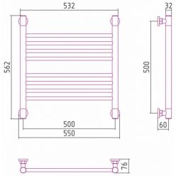 Полотенцесушитель водяной Сунержа Богема+, высота 50 см, ширина 50 см, универсальное подключение, цвет матовая шампань, 022-0220-5050