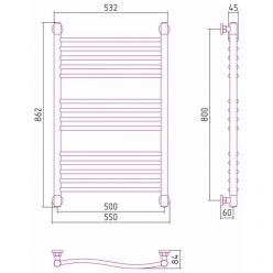 Полотенцесушитель водяной Сунержа Флюид+, высота 80, ширина 50 см, универсальное подключение, цвет матовая шампань, 022-0222-8050