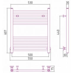 Полотенцесушитель водяной Сунержа Модус, высота 60 см, ширина 50 см, универсальное подключение, цвет матовая шампань, 022-0250-6050