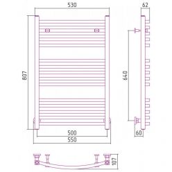 Полотенцесушитель водяной Сунержа Аркус, высота 80 см, ширина 50 см, универсальное подключение, цвет матовая шампань, 022-0251-8050
