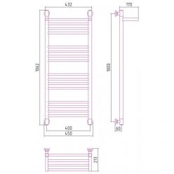 Полотенцесушитель водяной Сунержа Богема+, высота 100 см, ширина 40 см, цвет золото, 03-0223-1040