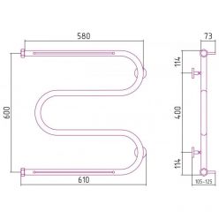 Полотенцесушитель водяной Сунержа М-образный, высота 60 см, ширина 60 см, 2 полки, цвет золото, 03-0008-6060