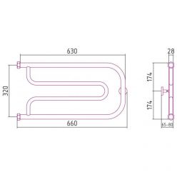 Полотенцесушитель водяной Сунержа Гусли+, ширина 65 см, высота 32 см, цвет матовая шампань, 022-4009-3265