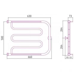 Полотенцесушитель водяной Сунержа Лира, высота 50 см, ширина 65 см, 2 полки, цвет золото, 03-0012-5065