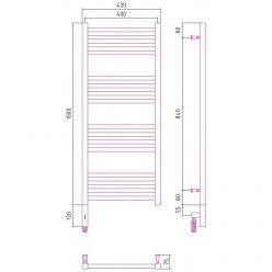 Полотенцесушитель электрический Сунержа Модус 3.0, высота 100 см, ширина 40 см, диммер слева/справа, цвет матовая шампань, 022-5700-1040/022-5701-1040