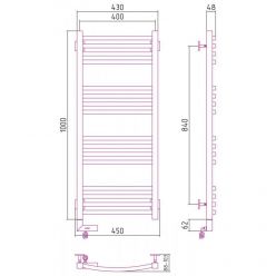 Полотенцесушитель электрический Сунержа Аркус 2.0, высота 100 см, ширина 40 см, диммер слева, цвет матовая шампань, 022-5604-1040