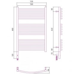 Полотенцесушитель электрический Сунержа Аркус 3.0, высота 80 см, ширина 50 см, диммер слева/справа, цвет матовая шампань, 022-5704-8050/022-5705-8050