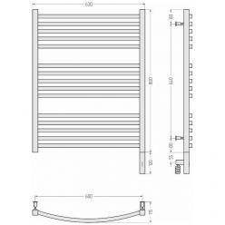 Полотенцесушитель электрический Сунержа Аркус 3.0, высота 80 см, ширина 60 см, диммер слева/справа, цвет матовая шампань, 022-5704-8060/022-5705-8060