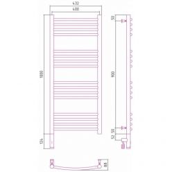 Полотенцесушитель электрический Сунержа Богема 3.0, высота 100 см, ширина 40 см, диммер слева/справа, цвет матовая шампань, 022-5802-1040/022-5803-1040