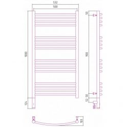 Полотенцесушитель электрический Сунержа Богема 3.0, высота 100 см, ширина 50 см, диммер слева/справа, цвет матовая шампань, 022-5802-1050/022-5803-1050