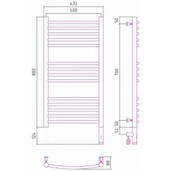 Полотенцесушитель электрический Сунержа Богема 3.0, высота 80 см, ширина 40 см, диммер слева/справа, цвет матовая шампань, 022-5802-8040/022-5803-8040