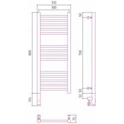 Полотенцесушитель электрический Сунержа Богема 3.0, высота 80 см, ширина 30 см, диммер слева/справа, цвет матовая шампань, 022-5804-8030/022-5805-8030