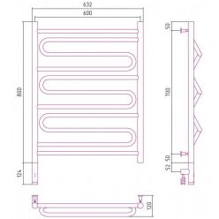 Полотенцесушитель электрический Сунержа Элегия 3.0, высота 80 см, ширина 60 см, диммер слева/справа, цвет матовая шампань, 022-5818-8060/022-5819-8060