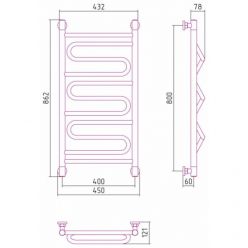 Полотенцесушитель водяной Сунержа Элегия+, высота 80 см, ширина 40 см, универсальное подключение, цвет золото, 03-0205-8040