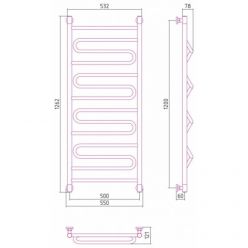 Полотенцесушитель водяной Сунержа Элегия+, высота 120 см, ширина 50 см, универсальное подключение, цвет золото, 03-0205-1250