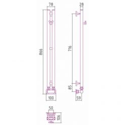 Полотенцесушитель водяной Сунержа Нюанс EU50+, высота 84 см, ширина 5 см, нижнее подключение 5 см, цвет золото, 03-0212-0840