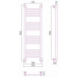 Полотенцесушитель водяной Сунержа Богема+, высота 100 см, ширина 30 см, универсальное подключение, цвет золото, 03-0220-1030