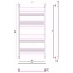 Полотенцесушитель водяной Сунержа Богема+, высота 120 см, ширина 60 см, универсальное подключение, цвет золото, 03-0220-1260