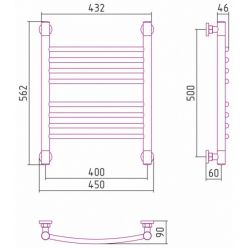 Полотенцесушитель водяной Сунержа Богема+, высота 50 см, ширина 40 см, универсальное подключение, цвет золото, 03-0221-5040