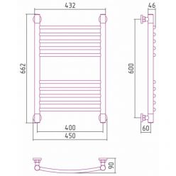 Полотенцесушитель водяной Сунержа Богема+, высота 60 см, ширина 40 см, универсальное подключение, цвет золото, 03-0221-6040