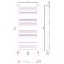 Полотенцесушитель водяной Сунержа Флюид+, высота 120, ширина 50 см, универсальное подключение, цвет золото, 03-0222-1250