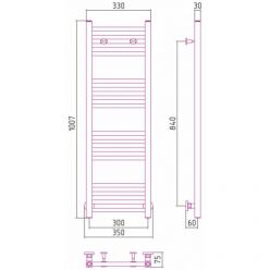 Полотенцесушитель водяной Сунержа Модус, высота 100 см, ширина 30 см, универсальное подключение, цвет золото, 03-0250-1030