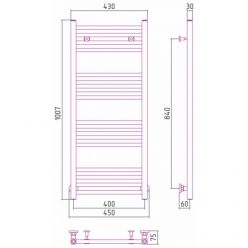 Полотенцесушитель водяной Сунержа Модус, высота 100 см, ширина 40 см, универсальное подключение, цвет золото, 03-0250-1040