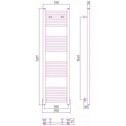 Полотенцесушитель водяной Сунержа Модус, высота 120 см, ширина 30 см, универсальное подключение, цвет золото, 03-0250-1230