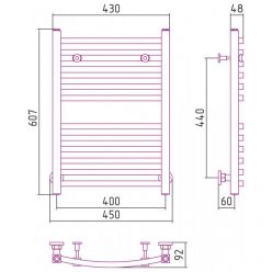 Полотенцесушитель водяной Сунержа Аркус, высота 60 см, ширина 40 см, универсальное подключение, цвет золото, 03-0251-6040