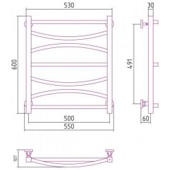 Полотенцесушитель водяной Сунержа Ажур, высота 60 см, ширина 50 см, нижнее подключение, цвет золото, 03-0255-6050