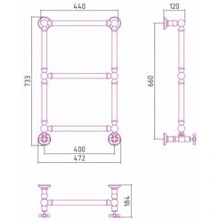 Полотенцесушитель водяной Сунержа Ренессанс 1304, высота 66 см, ширина 40 см, нижнее подключение, цвет золото, 03-0280-6640