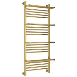 Полотенцесушитель водяной Сунержа Богема+, ширина 50 см, высота 120 см, нижнее подключение, с полками, цвет золото, 03-0224-1250