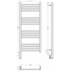Полотенцесушитель электрический Сунержа Богема 3.0, высота 100 см, ширина 40 см, диммер слева/справа, черный матовый, 31-5804-1040/31-5805-1040