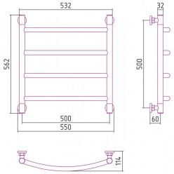 Полотенцесушитель водяной Сунержа Галант+, высота 50 см, ширина 50 см, универсальное подключение, цвет матовое золото, 032-0200-5050