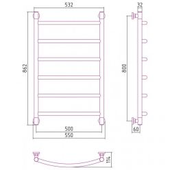 Полотенцесушитель водяной Сунержа Галант+, высота 80 см, ширина 50 см, универсальное подключение, цвет матовое золото, 032-0200-8050