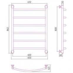 Полотенцесушитель водяной Сунержа Галант+, высота 80 см, ширина 60 см, универсальное подключение, цвет матовое золото, 032-0200-8060
