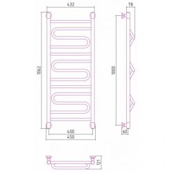Полотенцесушитель водяной Сунержа Элегия+, высота 100 см, ширина 40 см, универсальное подключение, цвет матовое золото, 032-0205-1040